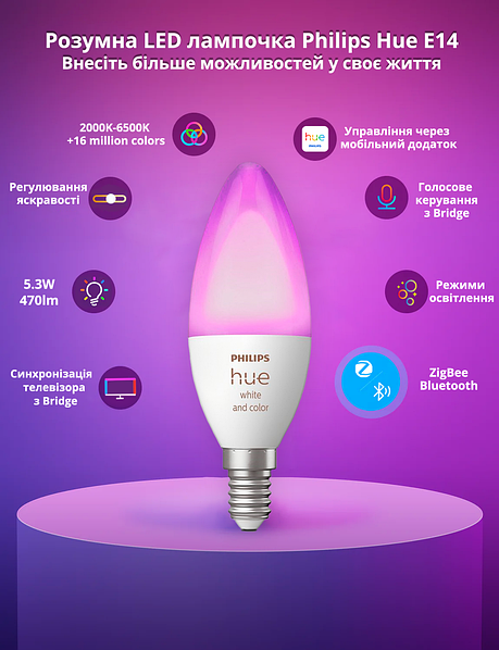 Philips Hue E14 White and Color Bluetooth Apple