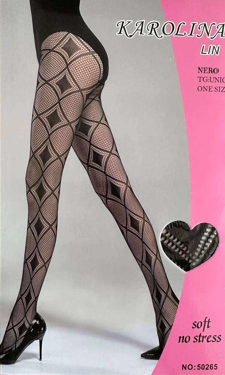 Колготки сітка з малюнком чорні 2/3р TM Karolina, фото 1