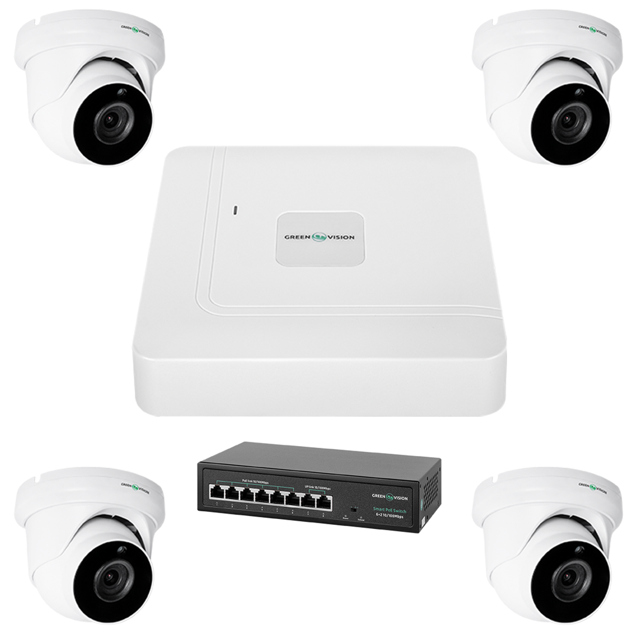 Комплект видеонаблюдения на 4 камеры GV-IP-K-W74/04 5MP - фото 1 - id-p2014416140