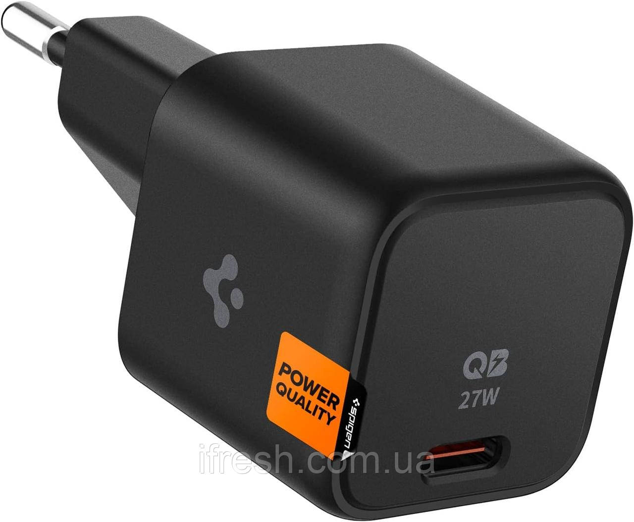 Мережевий зарядний пристрій Spigen PE2103 PowerArc ArcStation Pro, PD 27W USB-C Black (ACH05607)