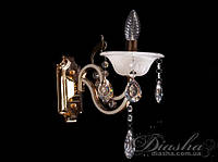 Бра металлическая свеча золото с хрустальными подвесками Е14 15x35х27 см