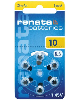 Батарейки Renata ZA10 1.4V Zinc air 6/60шт (Zinc Air 10DP ZA10 PR70 AC10 DA230 10A 10HP PR10 PR230)