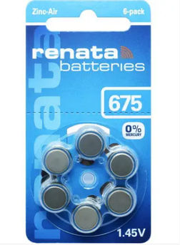 Батарейка Renata ZA675 6/60шт (Zinc Air 675DP ZA675 PR44 AC675 DA675 675A DA675 675HP PR675)