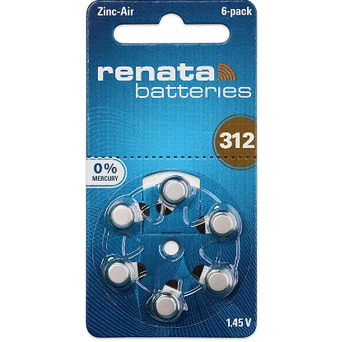 Батарейки Renata ZA312 1.4 V Zinc air 6/60шт (Zinc Air 312DP ZA312 PR41 AC312 DA312 312A 312HP PR312)