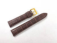 Кожаный ремешок для наручных часов 20 мм Nagata Spain темно-коричневый текстурный с золотистой пряжкой