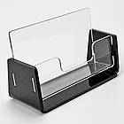 Підставка для візиток, візитниця настільна, чорна акрилова універсальна, 100х70х40мм, фото 3
