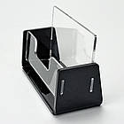 Підставка для візиток, візитниця настільна, чорна акрилова універсальна, 100х70х40мм, фото 4