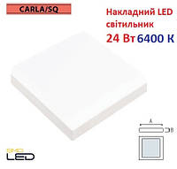 Светильник светодиодный 24 Вт накладной потолочный квадратный 172х172 SMD LED 6400K белый CARLA-24/SQ