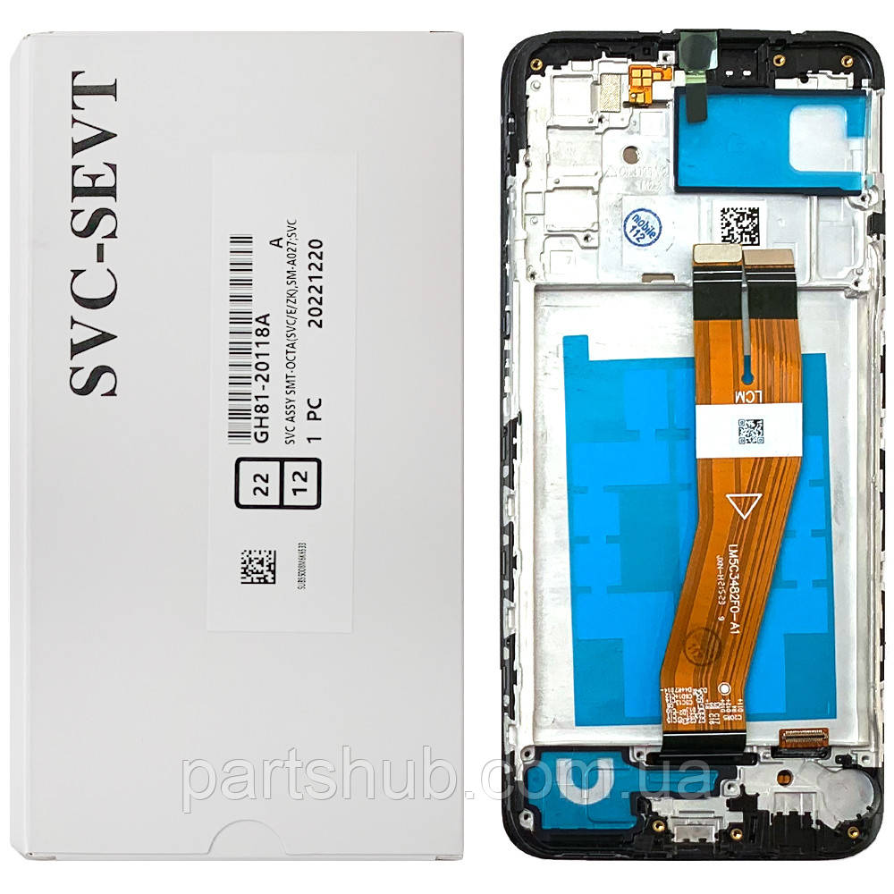 Дисплей (екран) Samsung Galaxy A02s A025F, M02S M025F 160 x 72 мм + тачскрін з рамкою (оригинал OEM SP жовтий шлейф), фото 1