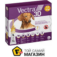 Капли Ceva Капли от блех, клещей и комаров Вектра 3D для собак массой 1,5-4 кг.