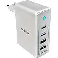 Адаптер питания для телефона Vokamo 2xType-C, 2xUSB Spow GaN 100W White (VKM30030)