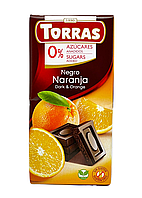 Шоколад чорний з апельсином Torras без цукру та глютена, 75г