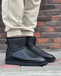 Уггі чоловічі натуральні шкіряні з блискавкою чорні 43р