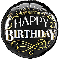 Фольгированный шарик Anagram 18"(45 см) Круг "Happy Birthday" мужской (две разные стороны)