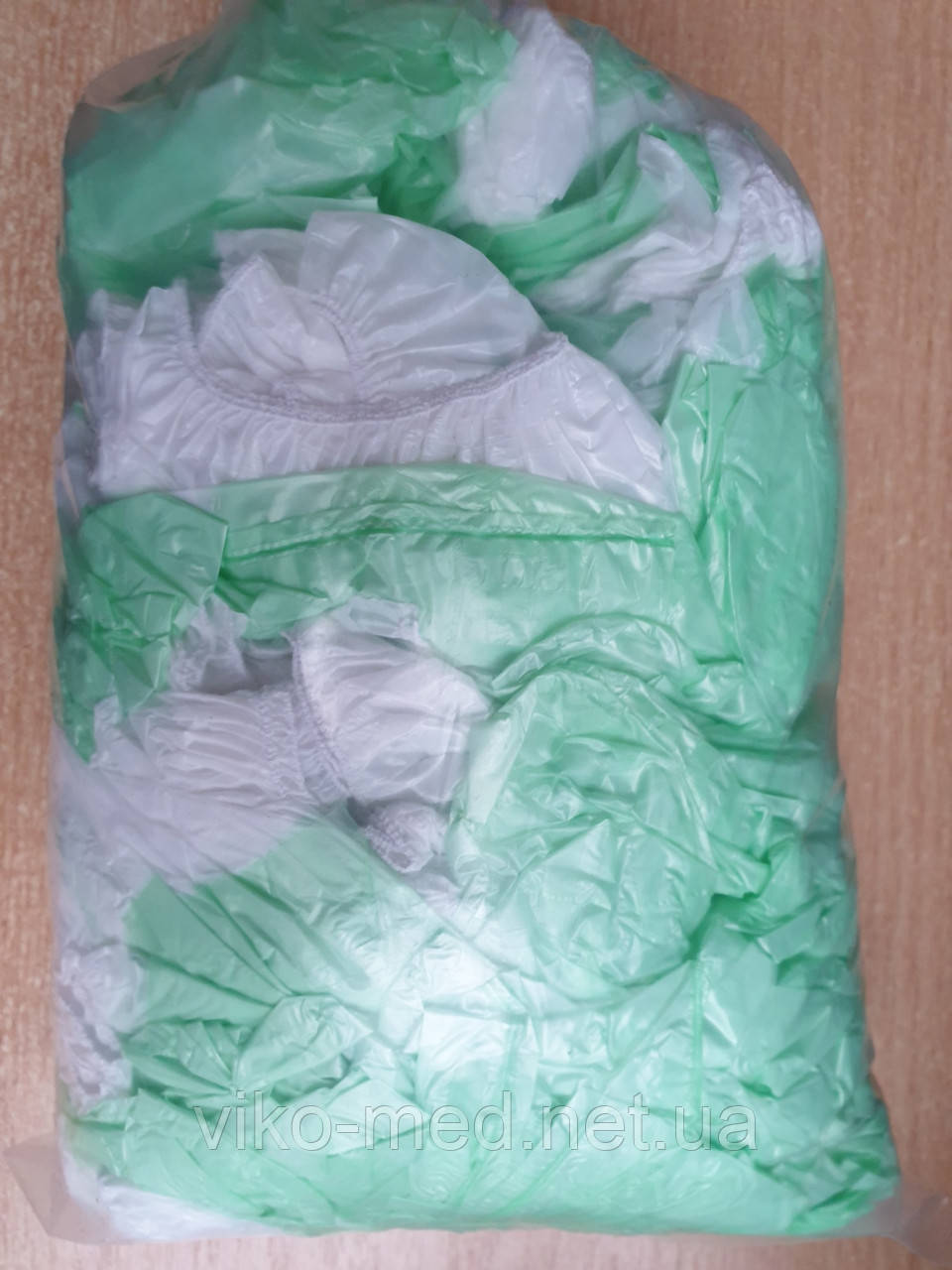 Бахіли п/е з подвійним дном 400*140*25 мкм (біло-зелений), фото 1