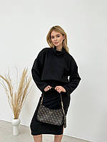 Женский стильный теплый костюм-двойка ангора-рубчик длинная юбка с разрезом и свитер с горлом 42-44 46-48