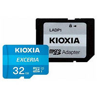 Картка пам'яті KIOXIA Exceria microSDHC 32 GB C10 UHS-I R100MB/s + адаптер — Blue