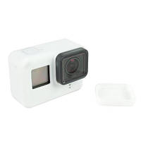 Силиконовый чехол, футляр с крышкой на объектив для экшн камер GoPro Hero 6, 5, 7 - белый (код № XTGP347) -