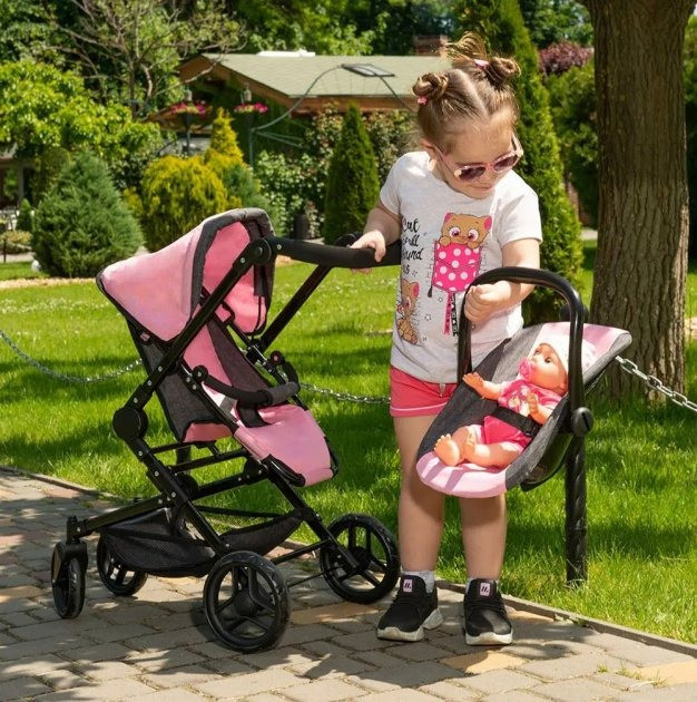 Іграшкова коляска для ляльки класична CARRELLO MAGIA 9636 PINK Коляска для ляльки, фото 1