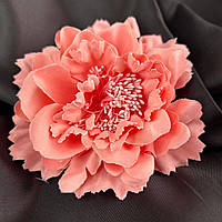 Брошь цветок хризантема 11 см, ткань - персиковый
