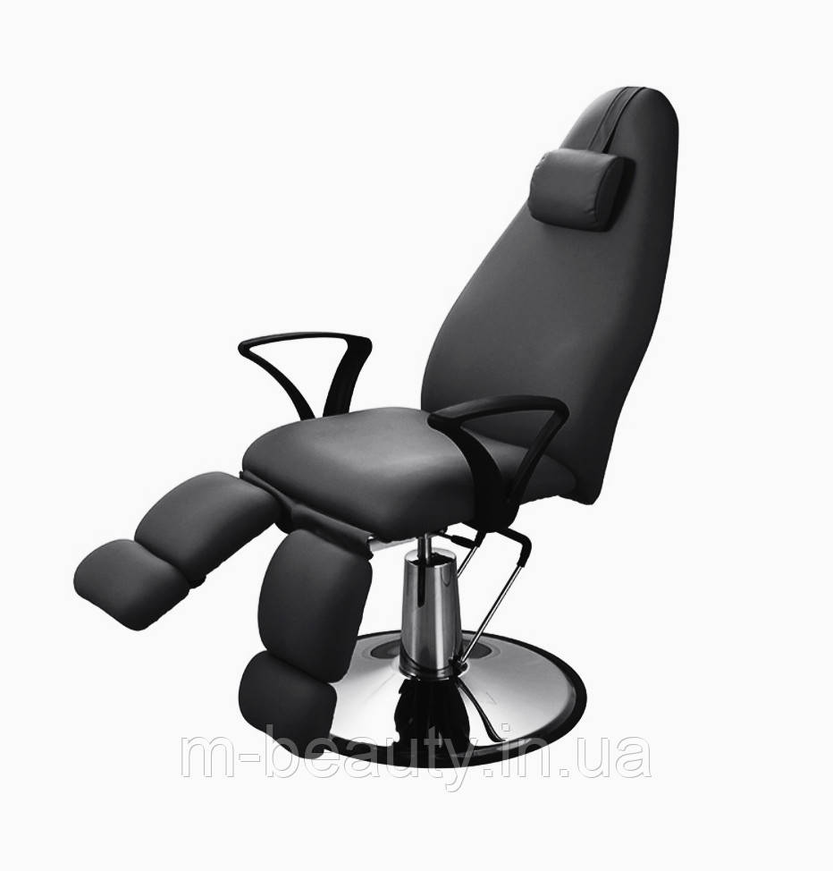 Крісло для педикюру компактне крісло педикюрне для бровиста з відкидною спинкою 2231А black