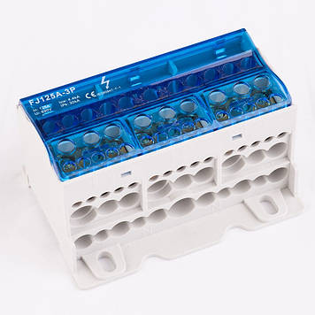 Блок розподільчий 125A/3 на DIN-рейку (трифазний)