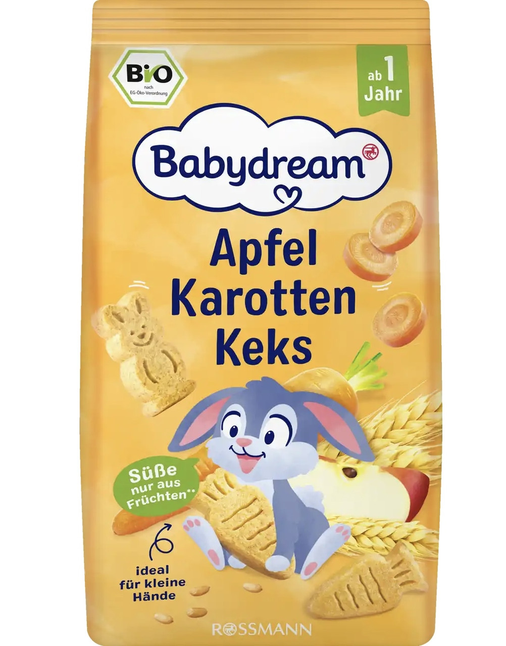 Печиво органічне злаково-фруктове Babydream, яблуко-морква, 125гр, фото 1