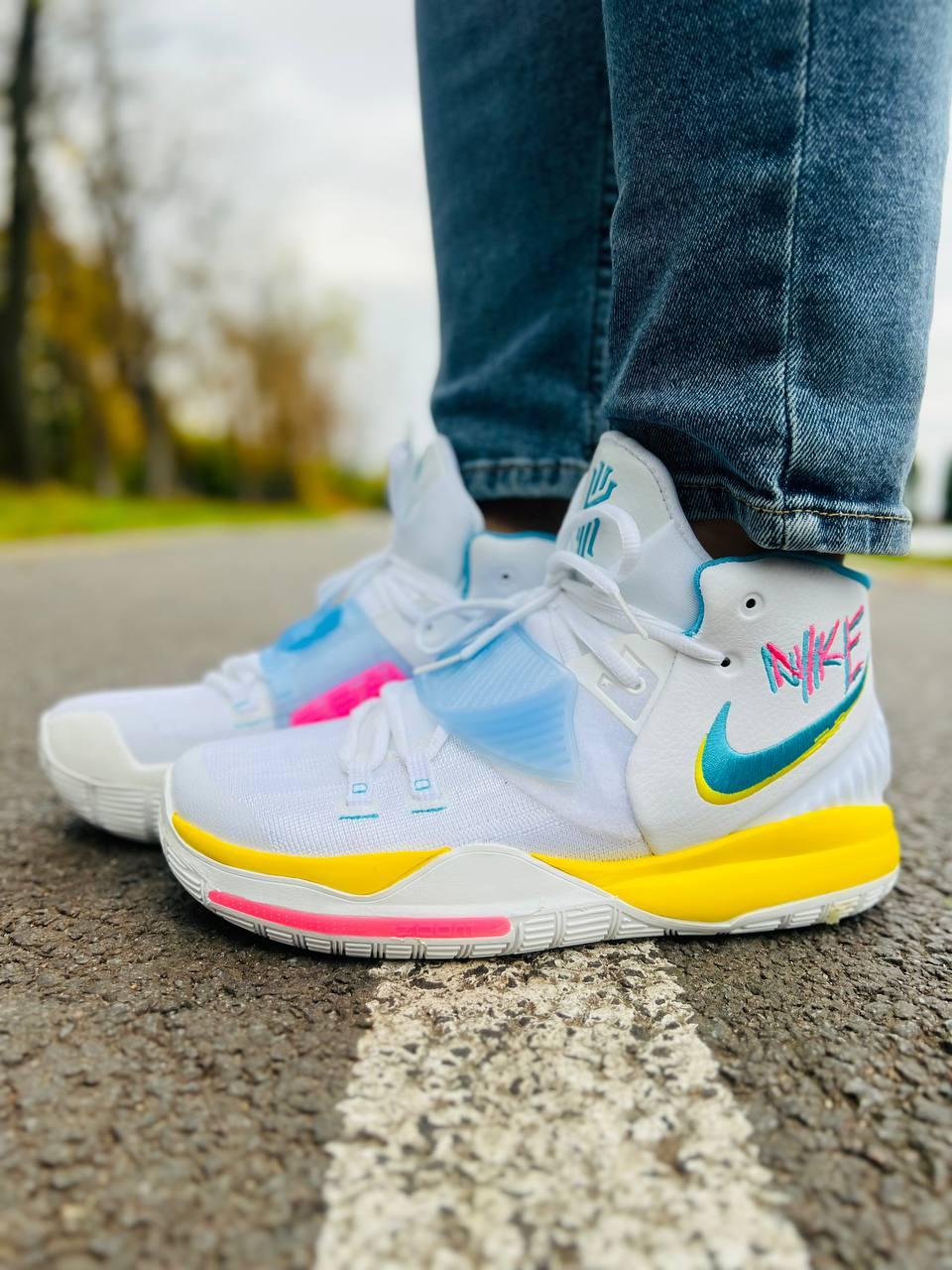 Кросівки чоловічі білі Nike Kyrie 6 White Blue Yellow (10622)