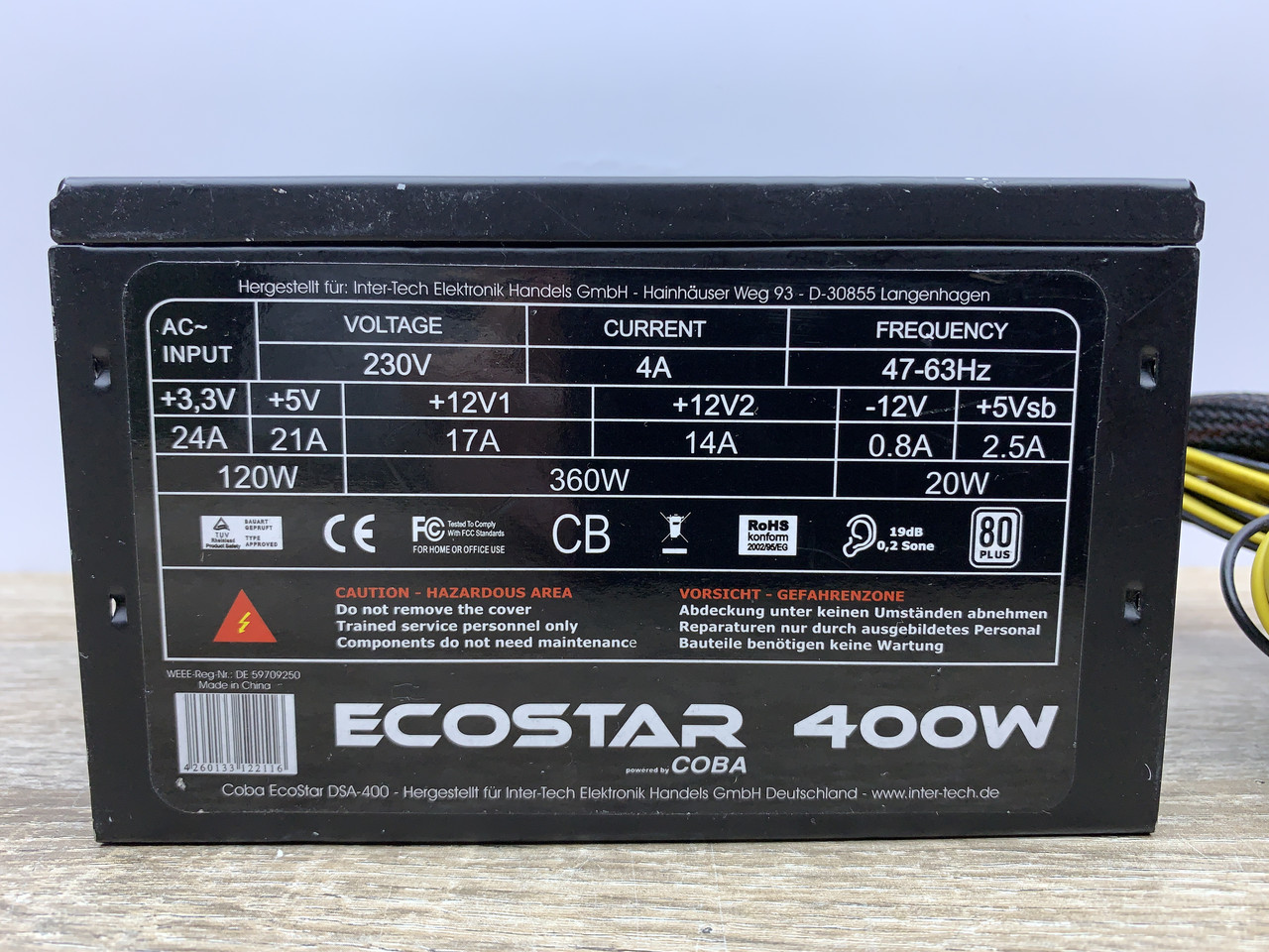 Блок питания 400W Coba King EcoStar DSA-400 80PLUS б/у - фото 2 - id-p2014692889