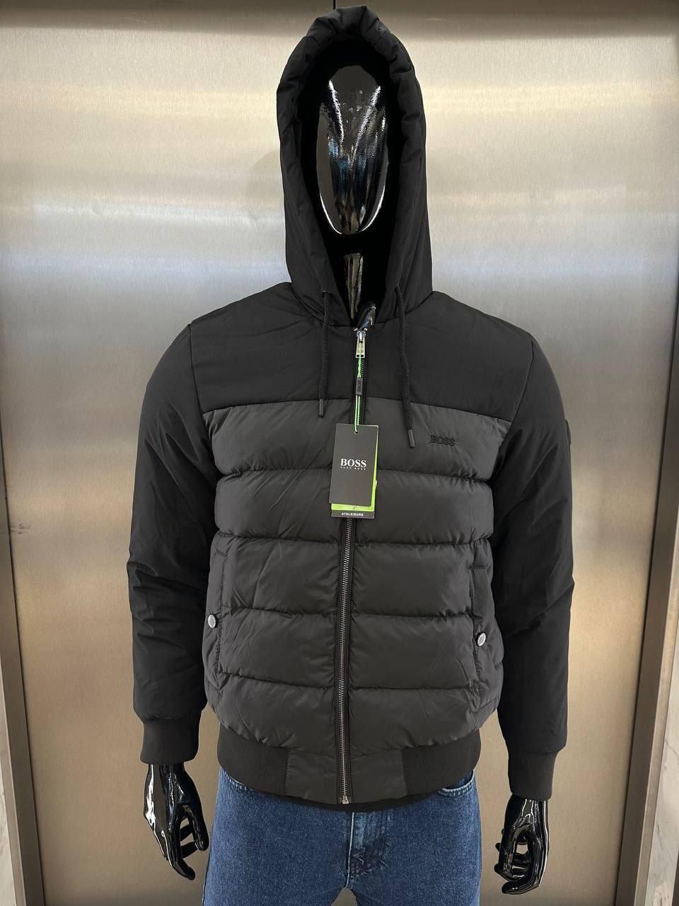 Мужская демисезонная куртка Hugo Boss черная XL - фото 1 - id-p2014727674