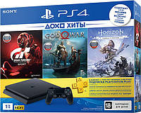 Ігрова приставка Sony Playstation 4 Slim 1Tb + Horizon/Gran Turismo Sport/God of War (PS4 slim)