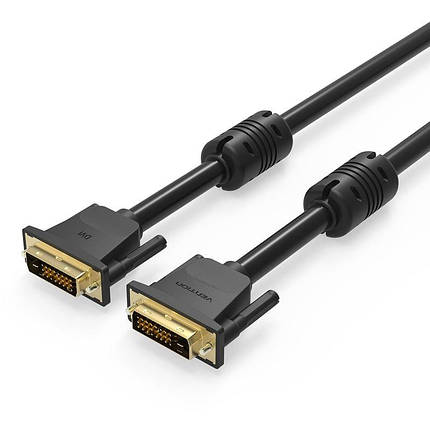 Кабель DVI-D-DVI-D (24+1) Vention PVC 2K 60Hz Dual Linik gold-plated 1.5m Black (EAABG), фото 1