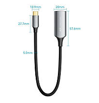 Кабель Type-C-HDMI 2.0 Vention Thunderbolt 3/4 4K 60Hz 2K 120Hz Cotton Braided 0.25m Grey (CREBC), фото 3