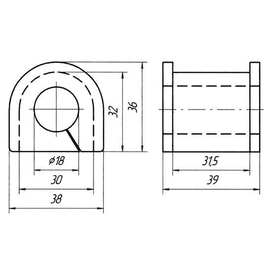 Втулка переднего стабилизатора внутренняя Toyota Carina E, Hilux, Land Cruiser, Truck 4-Runner (d=18mm.) - фото 2 - id-p341390009