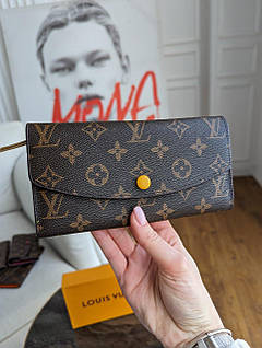 Жіночий гаманець Louis Vuitton коричневий + жовтий великий Луї Віттон