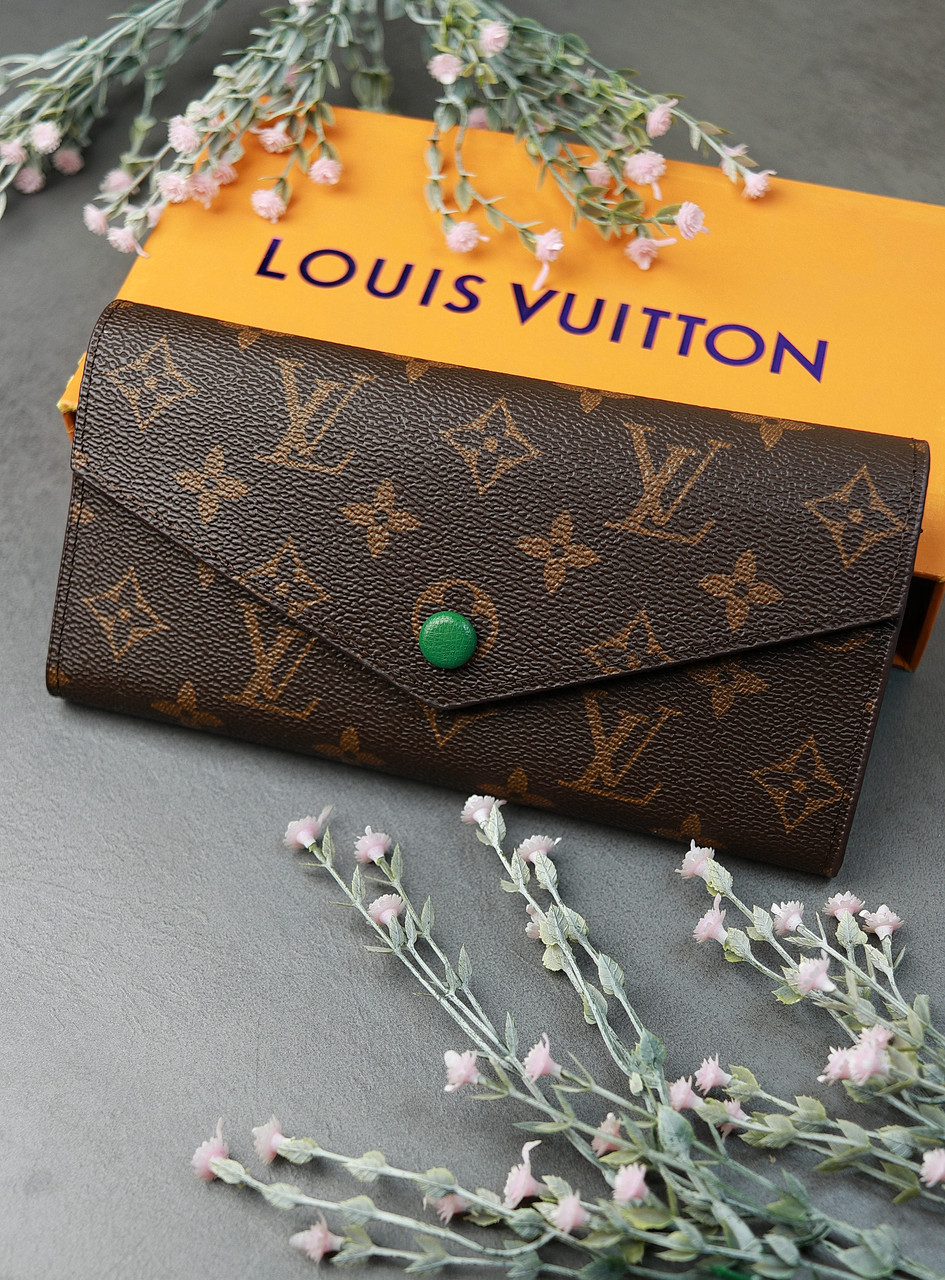 Жіночий гаманець Louis Vuitton коричневий + зелений великий Луї Віттон, фото 1