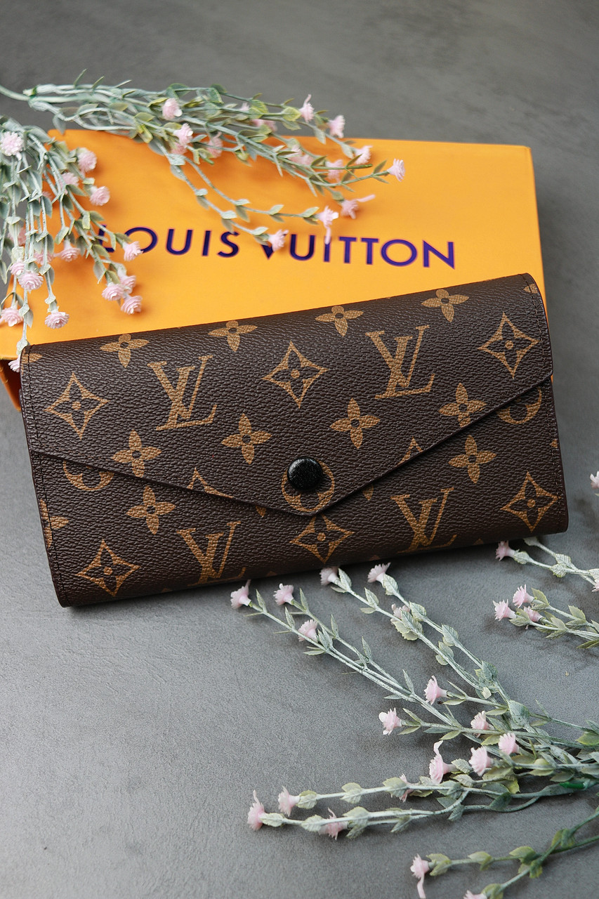 Жіночий гаманець Louis Vuitton коричневий + чорний великий Луї Віттон, фото 1