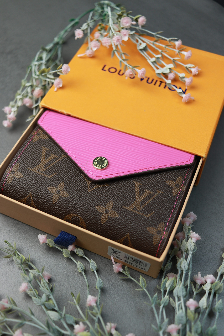 Жіночий гаманець Louis Vuitton коричневий + малиновий конверт Луї Віттон