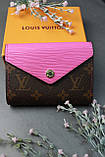 Жіночий гаманець Louis Vuitton коричневий + малиновий конверт Луї Віттон, фото 3