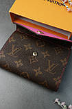 Жіночий гаманець Louis Vuitton коричневий + малиновий конверт Луї Віттон, фото 5