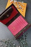 Жіночий гаманець Louis Vuitton коричневий + малиновий конверт Луї Віттон, фото 6