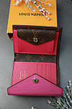 Жіночий гаманець Louis Vuitton коричневий + малиновий конверт Луї Віттон, фото 8