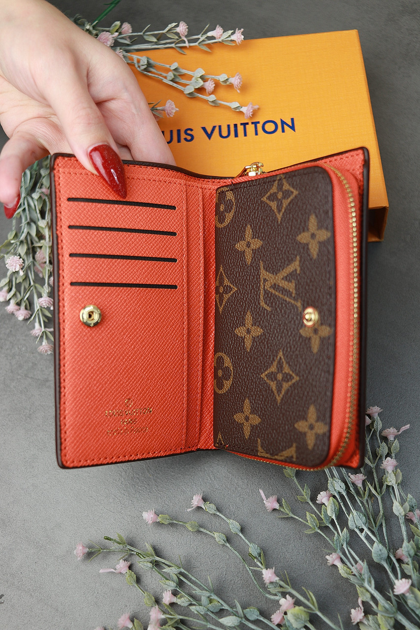 Жіночий гаманець Louis Vuitton коричневий + жовтогарячого Луї Віттон книжка, фото 1