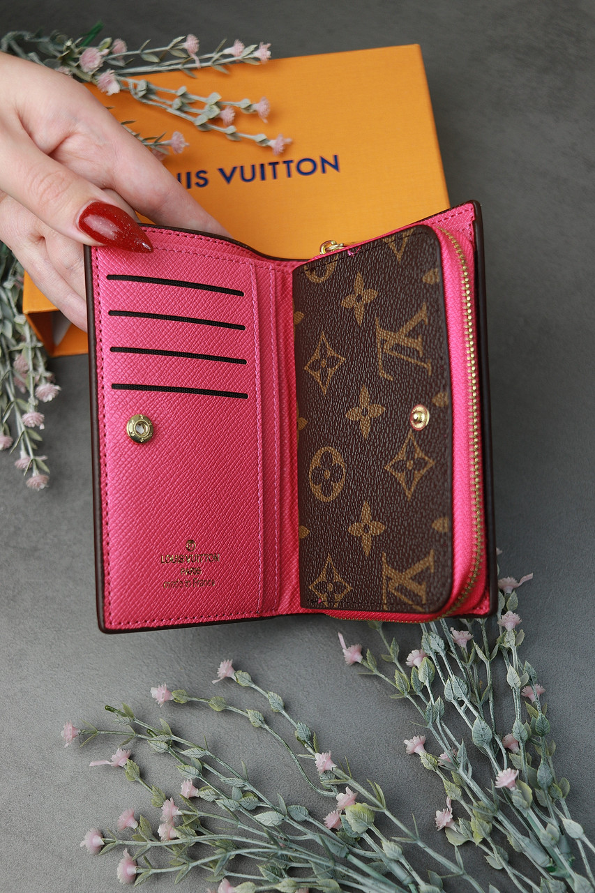 Жіночий гаманець Louis Vuitton коричневий + малиновий Луї Віттон книжка, фото 1
