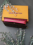 Жіночий гаманець Louis Vuitton коричневий + малиновий Луї Віттон книжка, фото 3