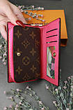 Жіночий гаманець Louis Vuitton коричневий + малиновий Луї Віттон книжка, фото 4