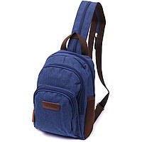 Современный городской рюкзак с большим количеством карманов Vintage 22146 Синий. Из полиэстера