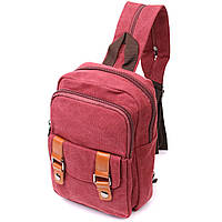 Удобная сумка-рюкзак в стиле милитари с двумя отделениями Vintage 22164 Бордовый Текстильный
