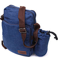 Мужская сумка-мессенджер с чехлом для воды Vintage 22211 Синяя. Из текстиля