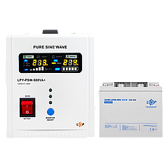 Комплект резервного живлення для котла LP (LogicPower) ДБЖ + мультигелева батарея (UPS 500 + АКБ MG 520W)